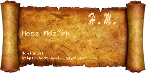 Hesz Márk névjegykártya